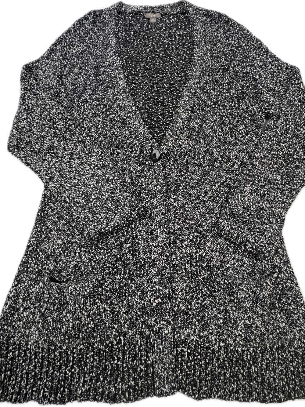 J. Jill Black & White Marled Knit Cardigan 100% cotton